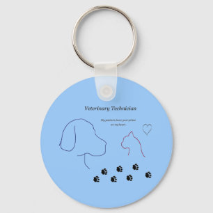 Veterinary Technician - Paw Prints on My Heart Keychain