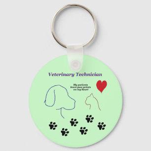 Veterinary Technician - Paw Prints on My Heart Keychain