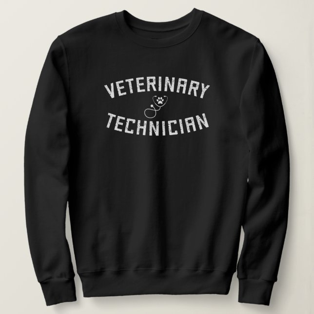 Veterinary Technician | Vet Tech Paw  Stethoscope Sweatshirt (Design Front)