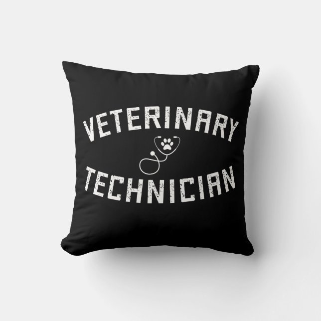 Veterinary Technician | Vet Tech Paw  Stethoscope Throw Pillow (Front)