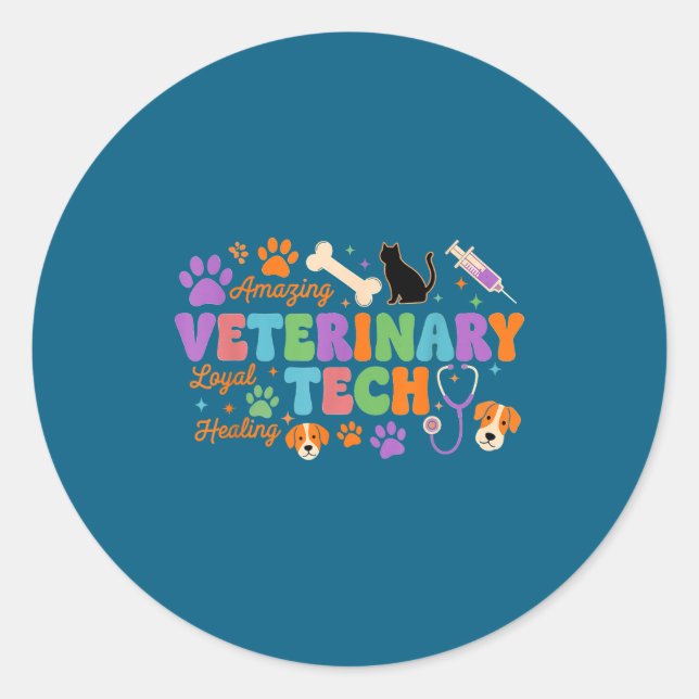 Veterinary Technician - Vet Tech Veterinarian Appr Classic Round Sticker (Front)
