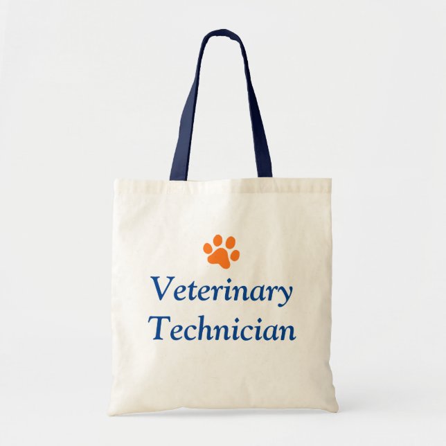 Veterinary Technician with Orange Paw Print Tote Bag (Front)