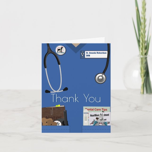 Veterinary Thank You In Blue Card (Front)