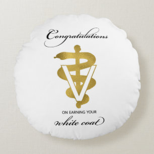 Veterinary White Coat Ceremony Congratulations Round Pillow