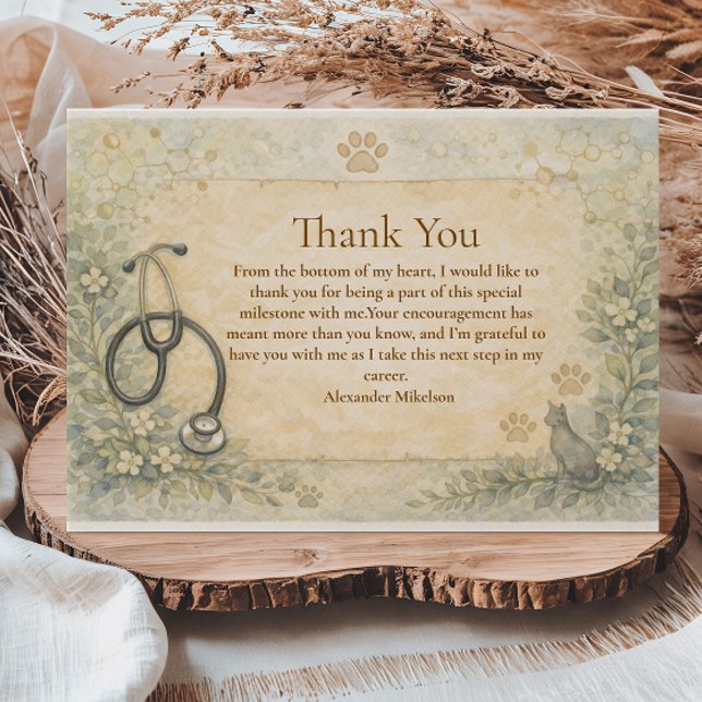 Veterinary White Coat Graduation Party Thank You Card (Creator Uploaded)