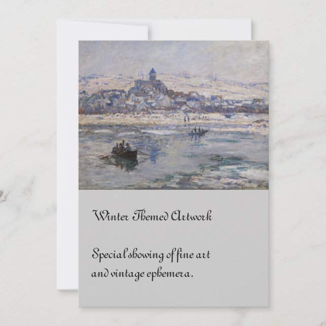 Vetheuil en Hiver Boat on River Invitation (Front)