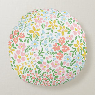 Vetor seamless floral colorful pattern on a white  round pillow