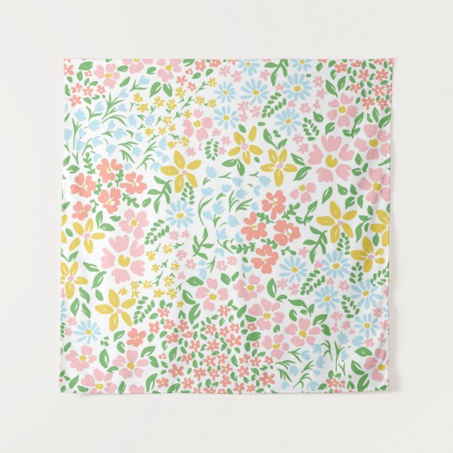 Vetor seamless floral colourful pattern on a white tapestry (Front)