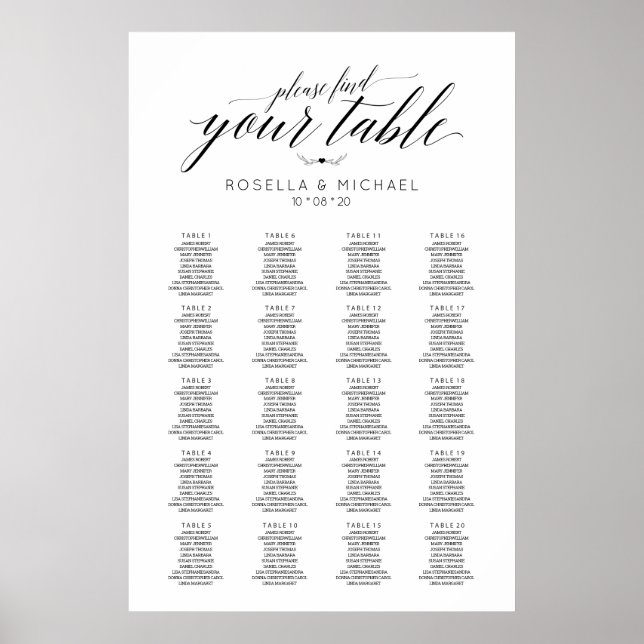 Veuillez Trouver Votre Table - Mariage Tableau De  (Devant)