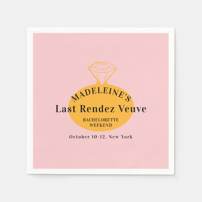 Veuve Before Vows Bachelorette Weekend Itinerary Napkin (Front)