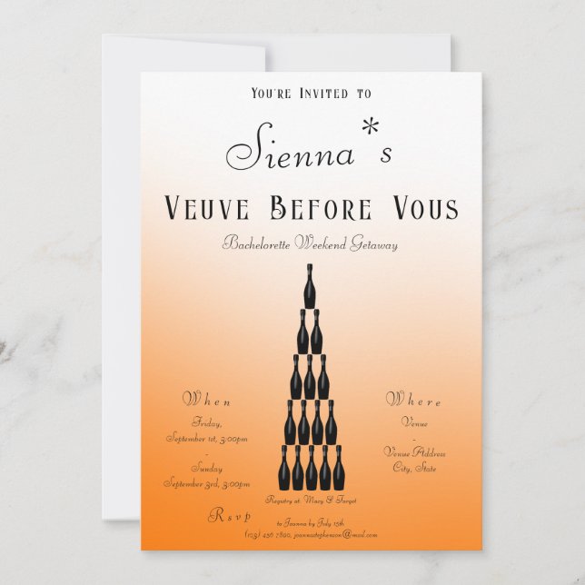 Veuve Before Vows Champagne Tower Bachelorette Invitation (Front)