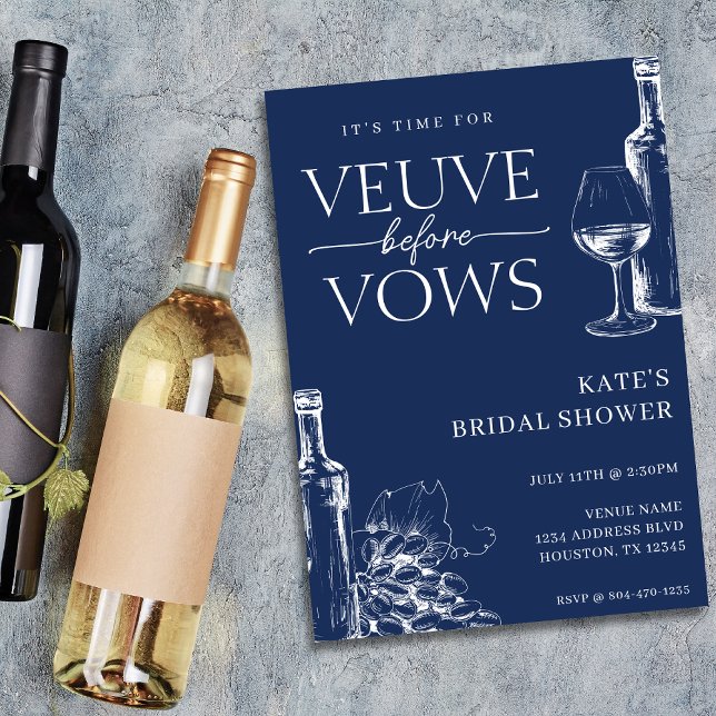 Veuve Before Vows Navy Blue & White Bridal Shower Invitation (Veuve Before Vows Navy Blue & White Bridal Shower Invitation
)
