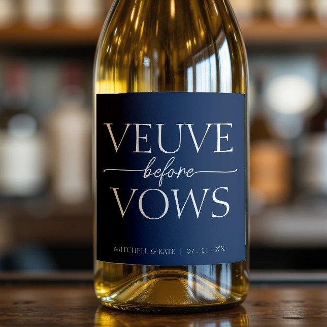 Veuve Before Vows Navy Blue & White Bridal Shower Sparkling Wine Label (Veuve Before Vows Navy Blue & White Bridal Shower Sparkling Wine Label
)