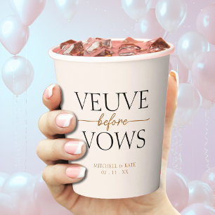 Veuve Before Vows Tan Brown Bridal Shower Paper Cups