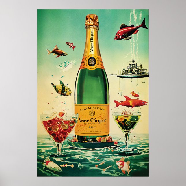 Veuve Cliquot Champagne Poster,Vintage Alcohol Ads Poster (Front)