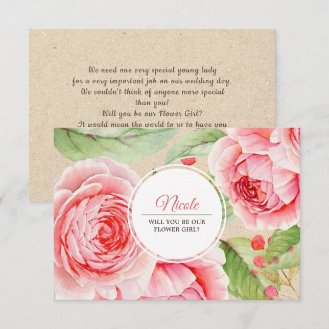 Veux-tu être notre Fille des Fleurs ? Cartes d'inv (Devant / Derrière)