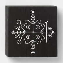 Veve blanc de Papa Legba sur noir