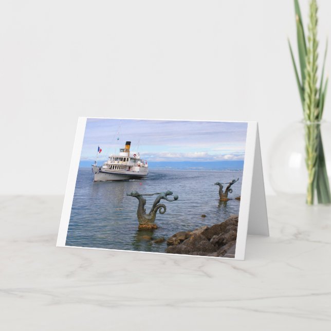 Vevey Paddle boat, Lake Geneva 97 Holiday Card (Front)