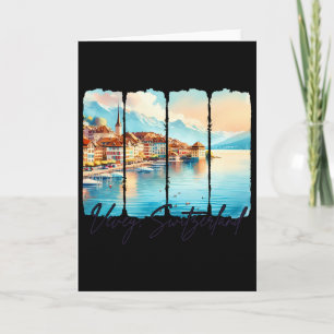 Vevey Switzerland Travel Brushstroke Trip Meet Me Card