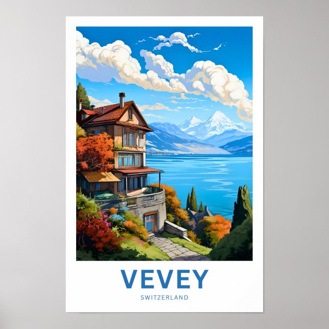 Vevey Switzerland Travel Print (Front)