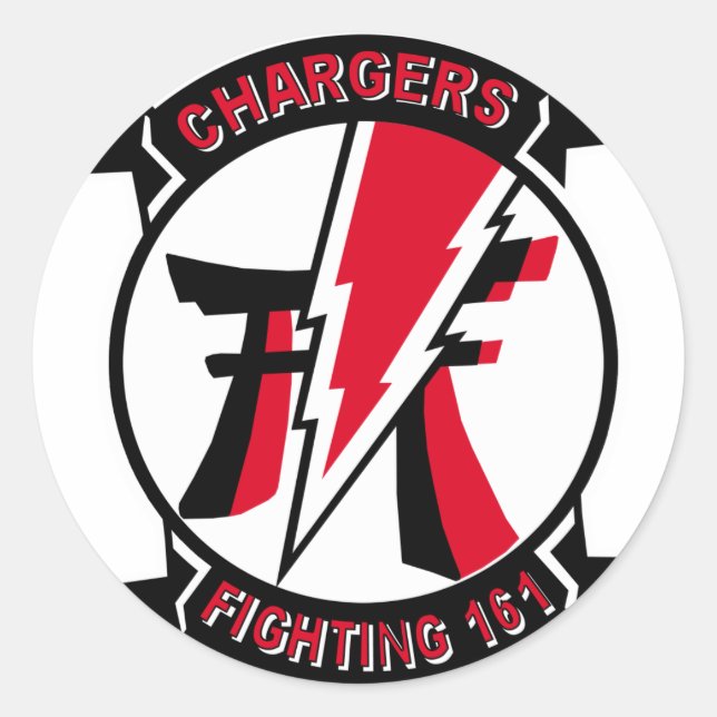 VF-161 Chargers Squadron & F-4 Phantom Classic Round Sticker (Front)
