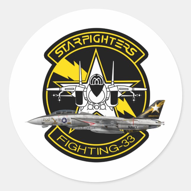 VF-33 Starfighters F-14 トムキャット VF-33 ターシアーズ Classic Round Sticker (Front)