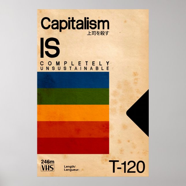 VHS Retro Vaporwave Parodie Anticapitalisme Poster (Devant)