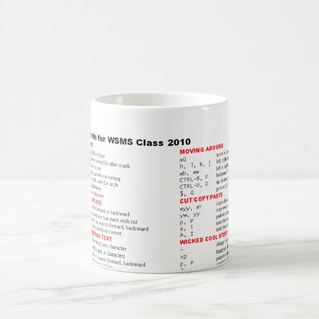 vi Commands for WSMS 2010 Coffee Mug (Center)