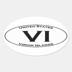 VI - Virgin Islands Euro Style Oval Acronym Logo Sticker