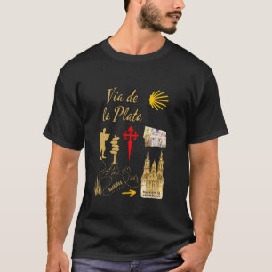 Via de la Plata Santiago de Compostela Symbols Cre T-Shirt