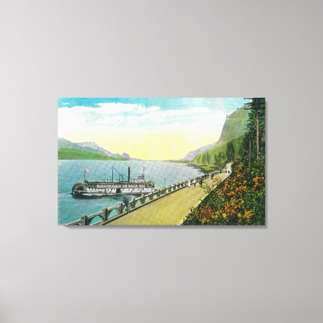 Viaduct Near Multnomah Falls, Columbia River Canvas Print (Front)