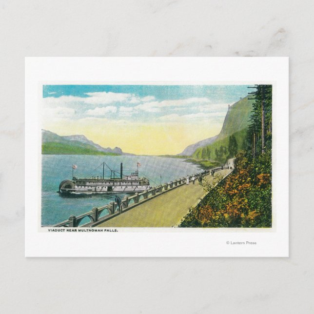 Viaduct Near Multnomah Falls, Columbia River Postcard (Front)