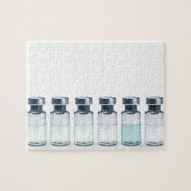Vials containing medicine for injections. This Jigsaw Puzzle (Horizontal)