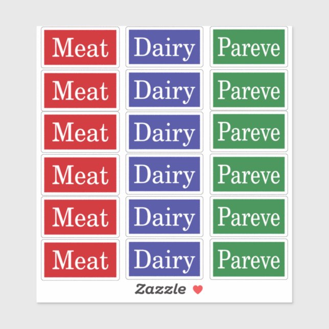 Viande Dairy Pareve Kosher Étiquettes (Feuille)