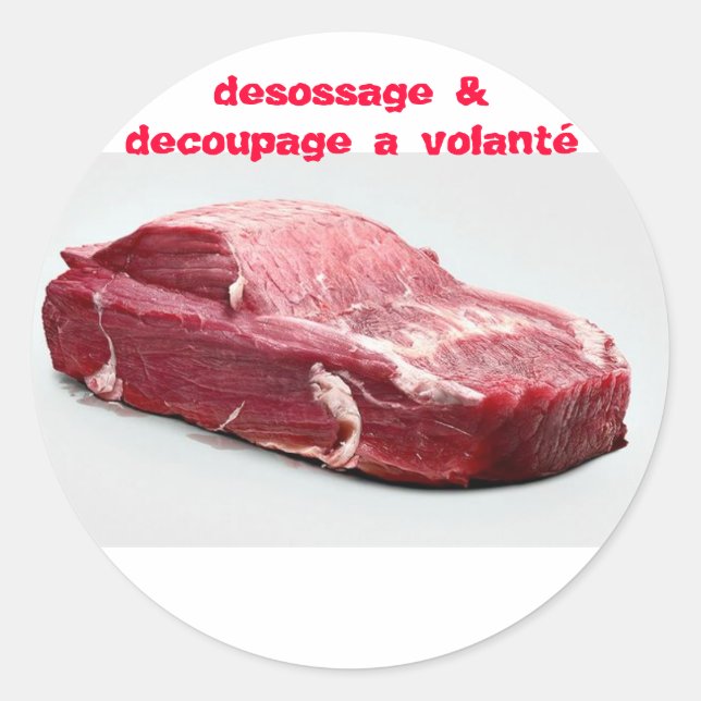 viande meat car voiture classic round sticker (Front)