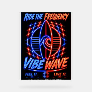 Vibe Wave Neon Surf Poster – Retro Synthwave Aesth