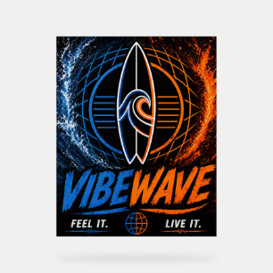 Vibe Wave Neon Surf Poster – Retro Synthwave Aesth