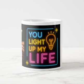 Vibes café Neon | Typographie brillante Mug noire.