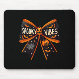 Vibes Coquette Bow Groovy Halloween Women Girls Ki Mouse Pad