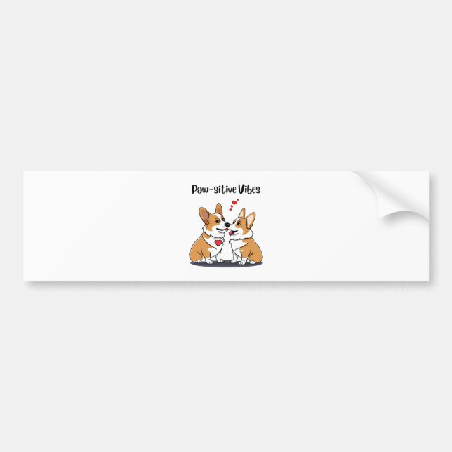  Vibes Corgis in Love Bumper Sticker (Front)