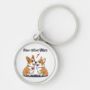Vibes Corgis in Love Keychain