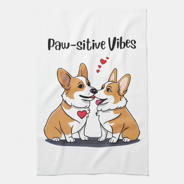  Vibes Corgis in Love Kitchen Towel (Vertical)