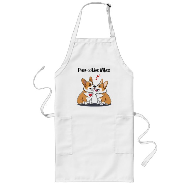  Vibes Corgis in Love Long Apron (Front)