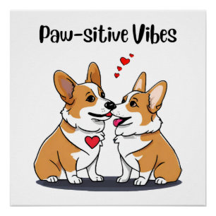 Vibes Corgis in Love Poster