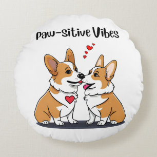  Vibes Corgis in Love Round Pillow