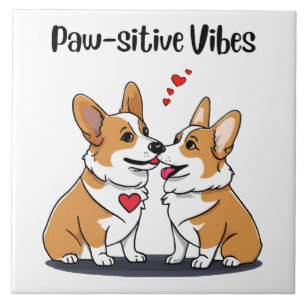 Vibes Corgis in Love Tile