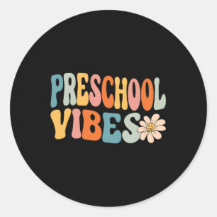 Vibes Cute Retro Back To School  Classic Round Sticker