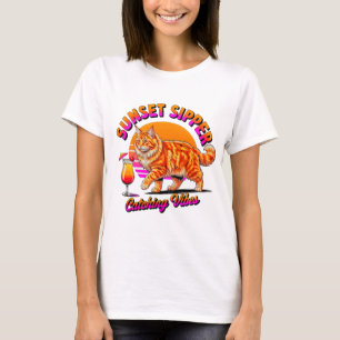 Vibes de Chat d'Été – T-shirt Mignon pour Femmes a