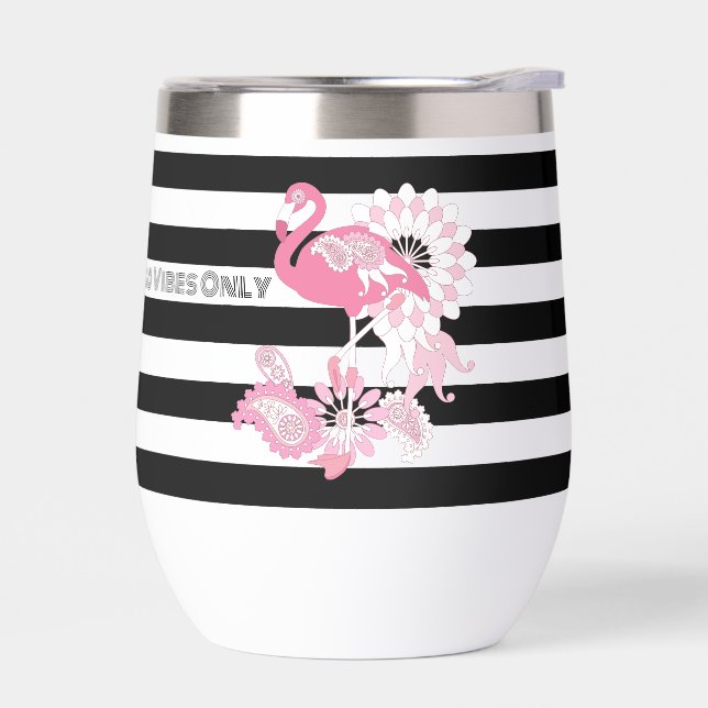 Vibes de flamant rose uniquement rayures noires et (Gauche)