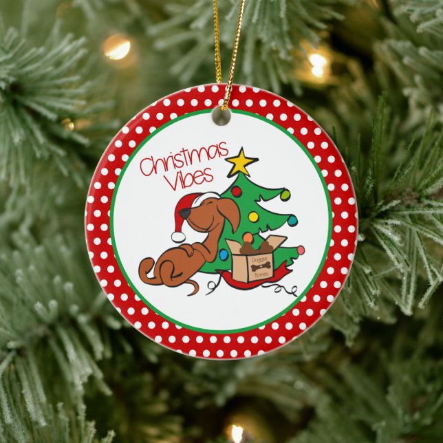 Vibes de Noël Dachshund Dog Ornement (Arbre)